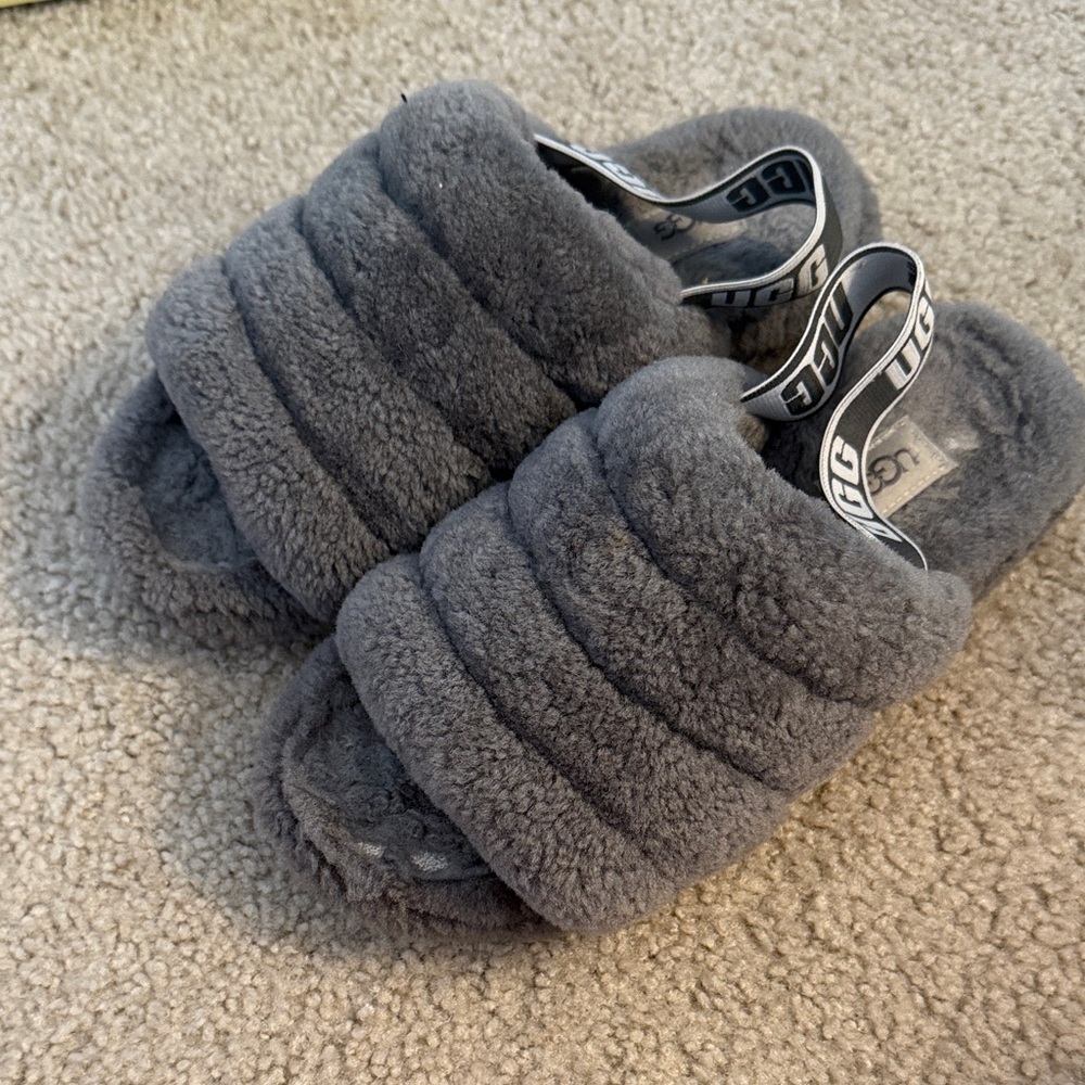 UGG Charcoal Plush Slippers
